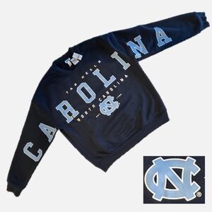 NEW UNC Carolina Tar Heels Spell Out Sleeve Sweatshirt (L) NCAA Navy Crewneck